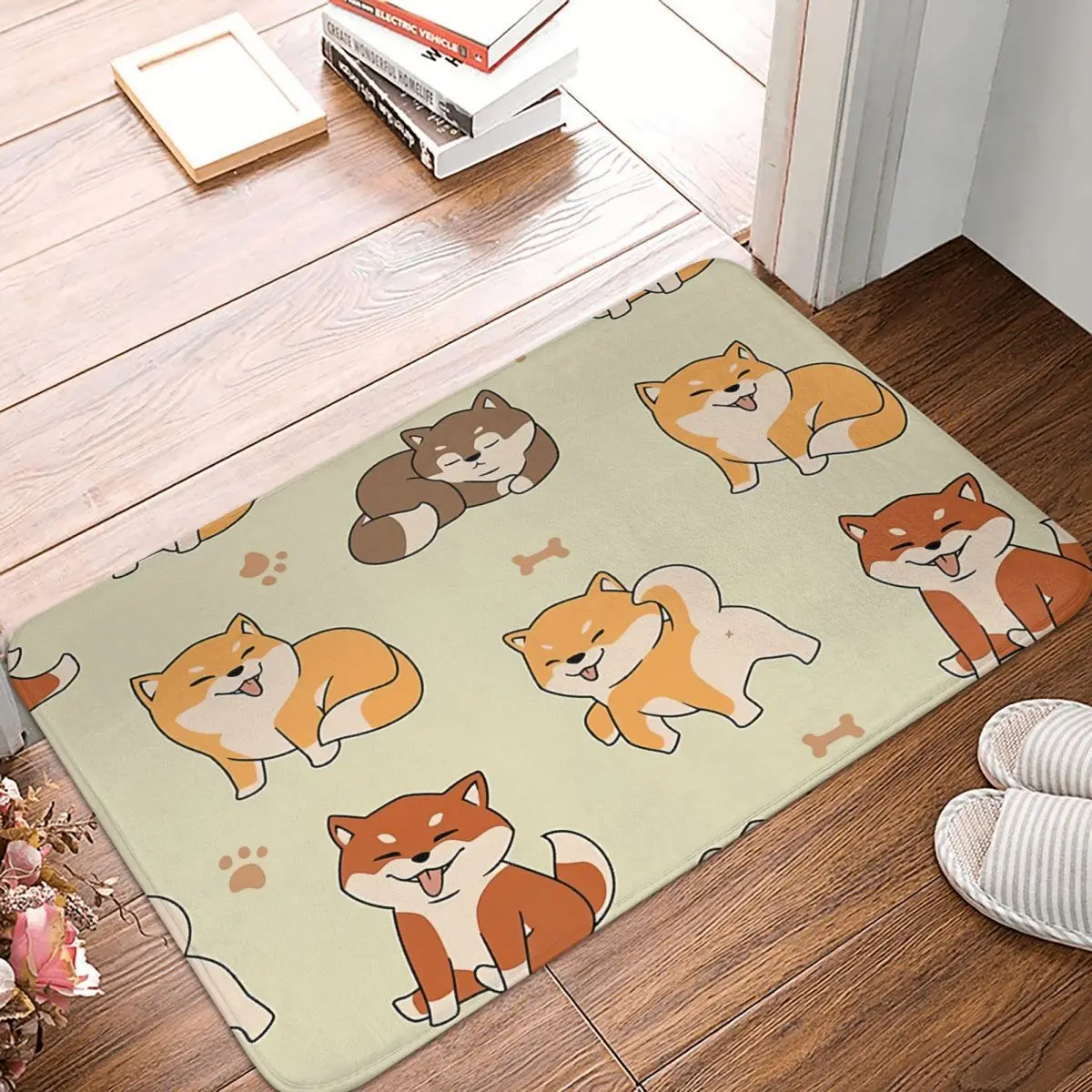 

Shiba Inu Non-slip Doormat Living Room Mat Pattern Smiling Face Hallway Carpet Welcome Rug Bedroom Decor