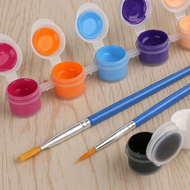 

12 Colors Acrylic Paints with 2 Brushs DIY Graffiti Pigment Set for Oil Painting Paint Set