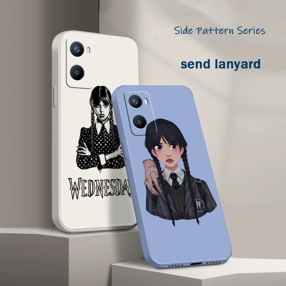 

Wednesday Addams Phone Case For OPPO Realme 9i 8i 8 7i 6i 6s 5i C21 C17 C11 C2 Pro Plus Liquid Rope Funda Cover