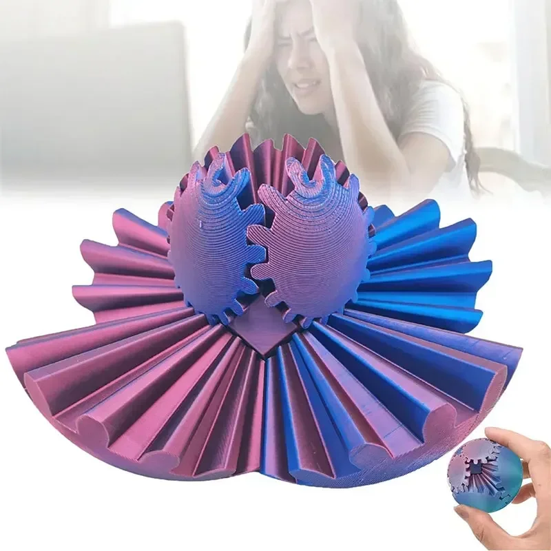 Фото 3D печатный шарик-шестерня Spin Ball Wonder Fidget Toy Gear Ball Fidget Toy Настольная игрушка для сенсорных потребностей и аутизмов №3