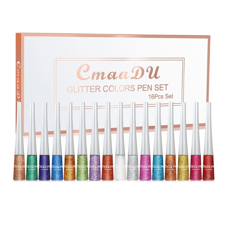 

Жидкая блестящая подводка для глаз, Водостойкая Подводка для глаз, стойкая, не размазывающаяся, косметика, инструмент для макияжа глаз, 16 шт.