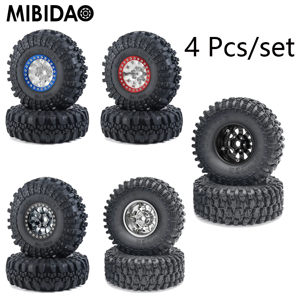 

Mibidao 4Pcs 1.9'' Wheel Rim 110*42mm 120*43mm Rubber Tires Set for 1/10 RC Crawler Axial SCX10 CC01 F350 D90 90034 Wraith TRX-4