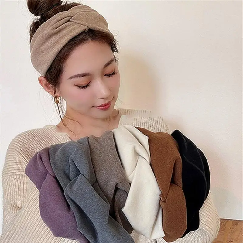 

Trendy Temperament Hairband Solid Color Wide-brimmed Scrunchie Hair Tie Face Washing Daily Headwear Accessories