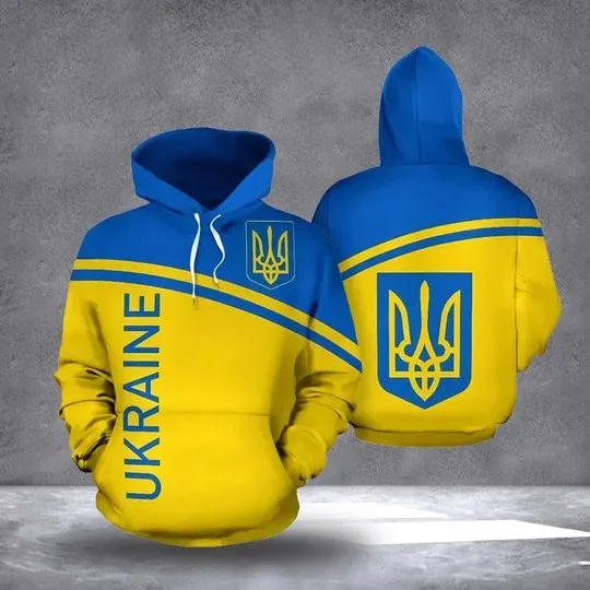 

UKRAINE PROUD WITH COAT OF ARMS 3D Print Hoodie Spring Autumn Man Women Harajuku Outwear Hooded Pullover Tracksuits Casual-1