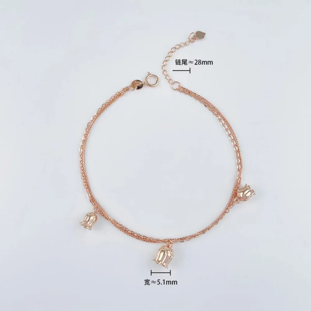 Цепочка из настоящего чистого 18-каратного розового золота женский браслет с