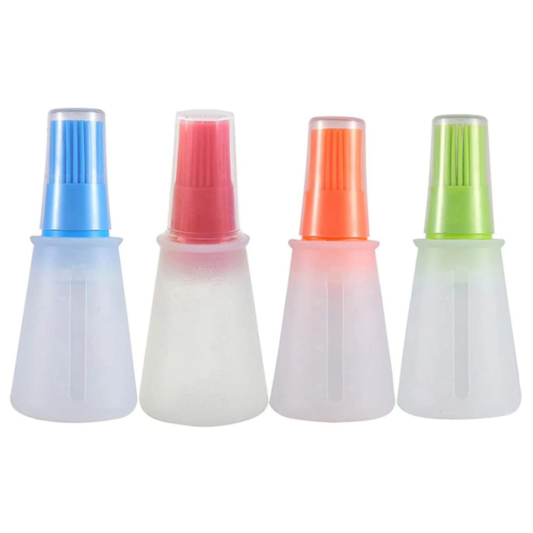 

4 Pieces Of Portable Silicone Oil Bottle With Brush Barbecue Oil Brush Liquid Oil Kitchen Barbecue Tool