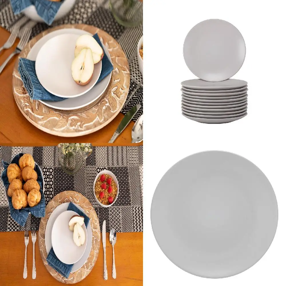 

Elegant White 12Pc Matte Dinner Plate Set - Perfect for Catering Packages with Superior Quality and Beauty