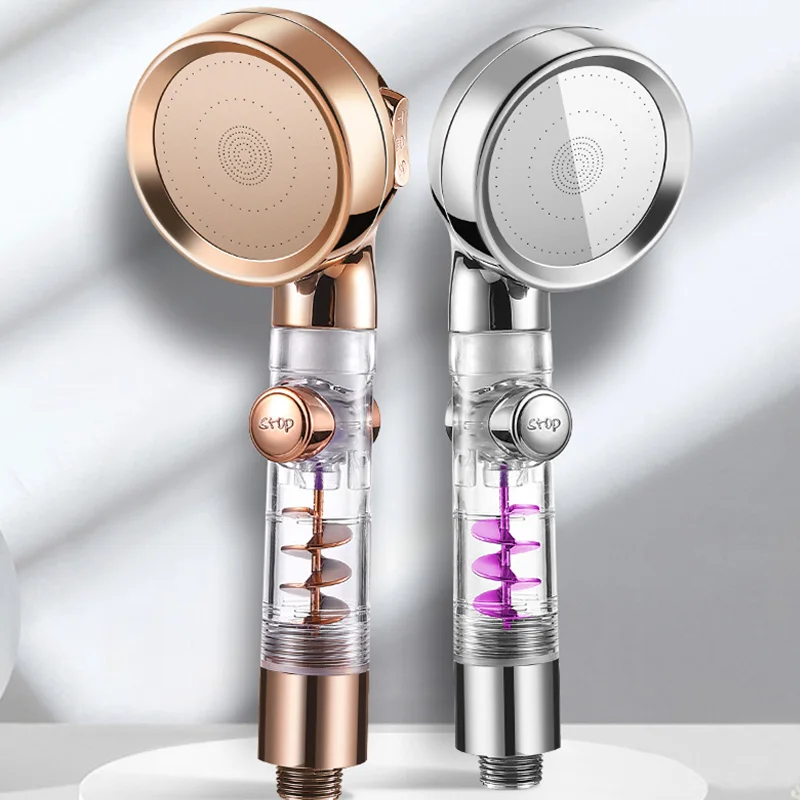 

New High-pressure Shower Head Turbo Shower Head Three-gear One-button Switch SPA Water-saving Shower Bathroom Accessories Set
