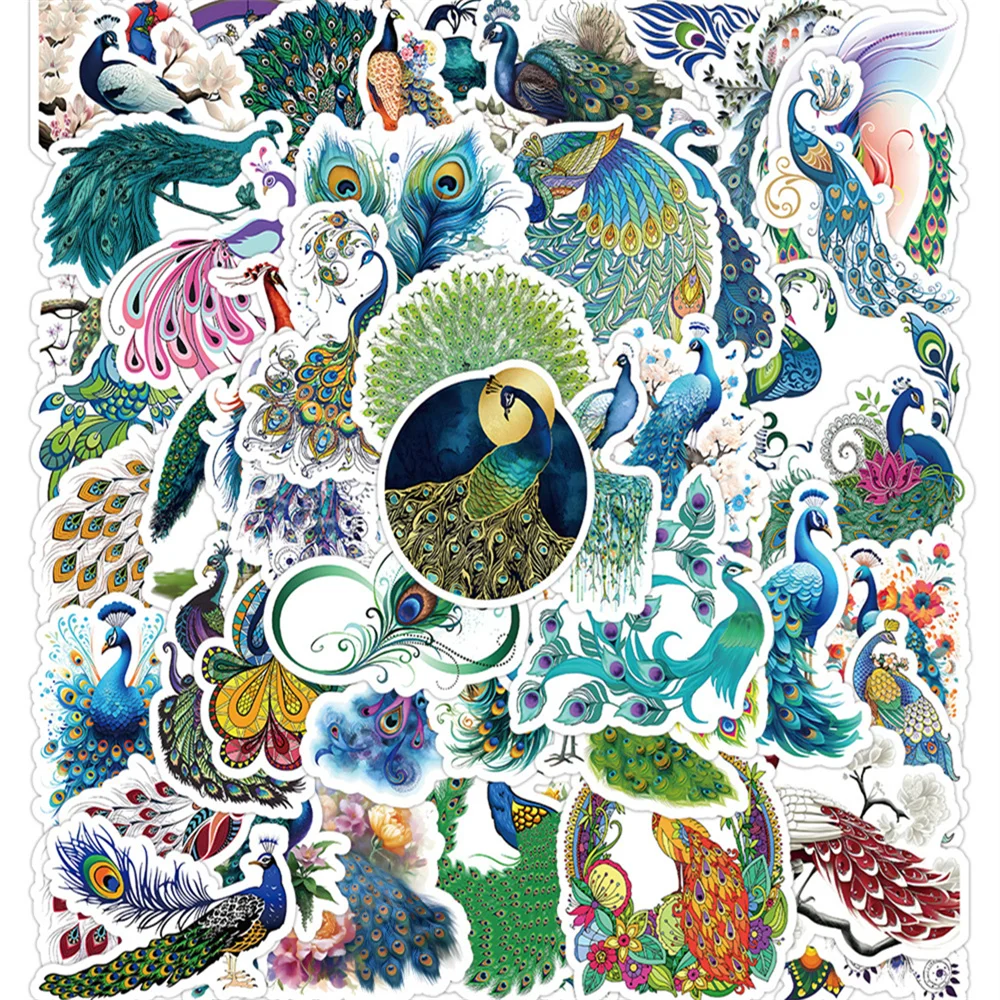 

10/30/50PCS New DIY Peacock Open Screen Sticker Cartoon Creative Animation iPad Desk Luggage Car Decoration Waterproof Wholesale