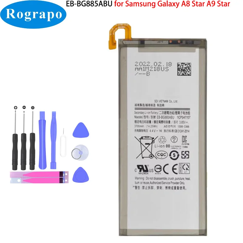 Оригинальная EB-BG885ABU Аккумуляторная батарея емкостью 3710 мАч для Samsung Galaxy A8 Star A9 Star SM-G8850 G8850Z