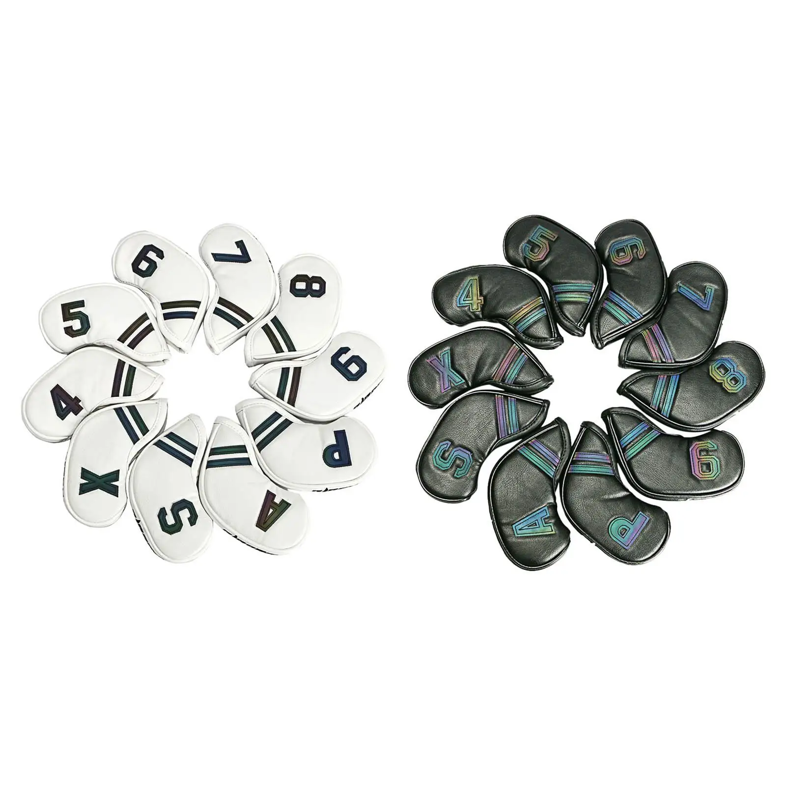 

10 Pieces Golf Iron Headcover Guard Set Golf Club Head Cover PU Leather 4,5,6,7,8,9,A,P,S,X Number Embroideried Golf Accessories