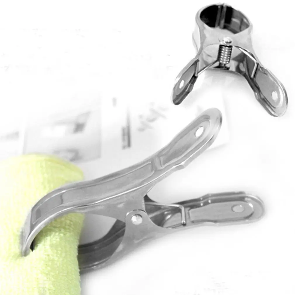 

Household Clothespin Multipurpose Stainless Steel Clips Clothes Pins Pegs Holders Food bag Clip Clothing Sealing Clamps