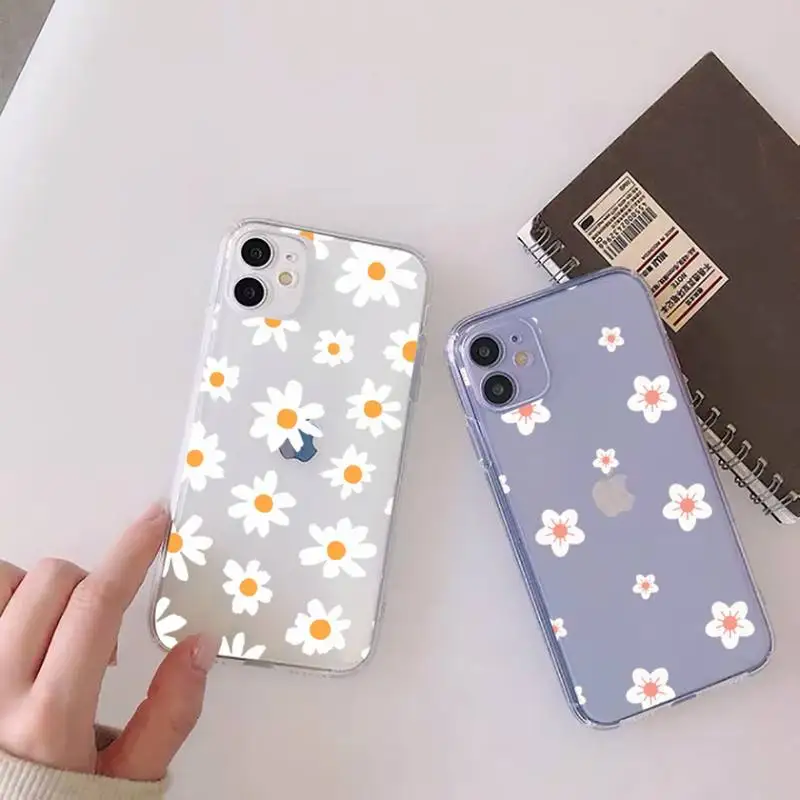 

Cartoon Colorful Flower Phone Case Clear Transparent for iPhone 11 12 13 mini pro XS MAX 8 7 6 6S Plus X 5S SE XR 2020