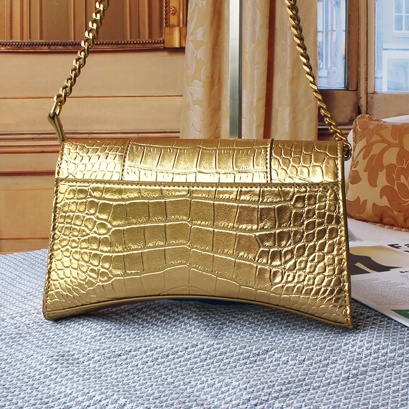 

2022 Fashion Ladies Bag Designer luxury Leather Crocodile Pattern Bag Pearlescent Single Shoulder Messenger Bag 23cm