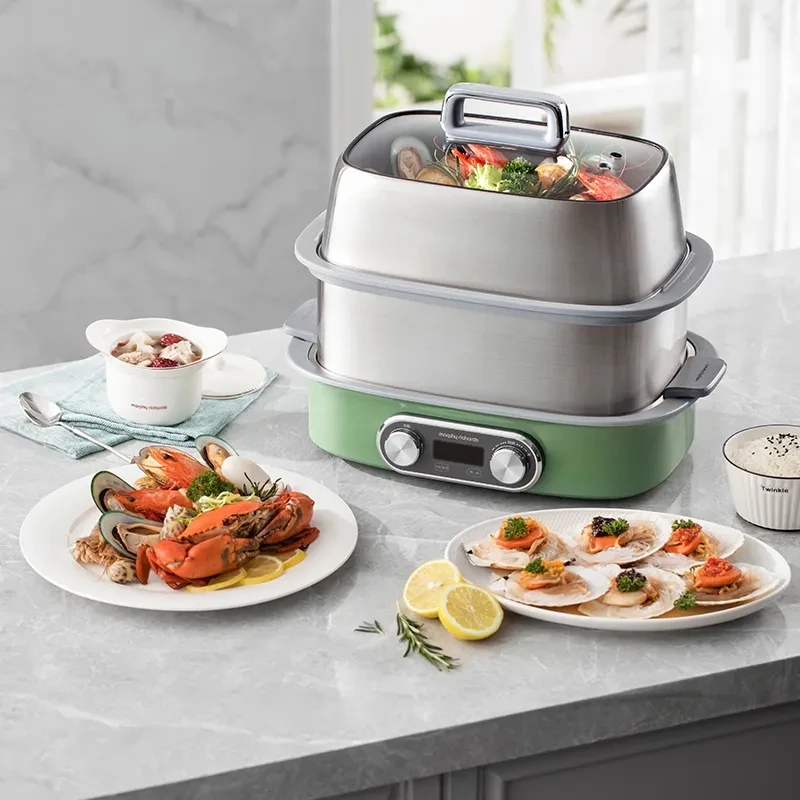 Фото Электрическая пароварка MORPHY RICHARDS, 12 л, большая емкость, пароварка из нержавеющей стали 304, 2000 Вт, быстрый нагрев для домашнего использования, MR1168 №5