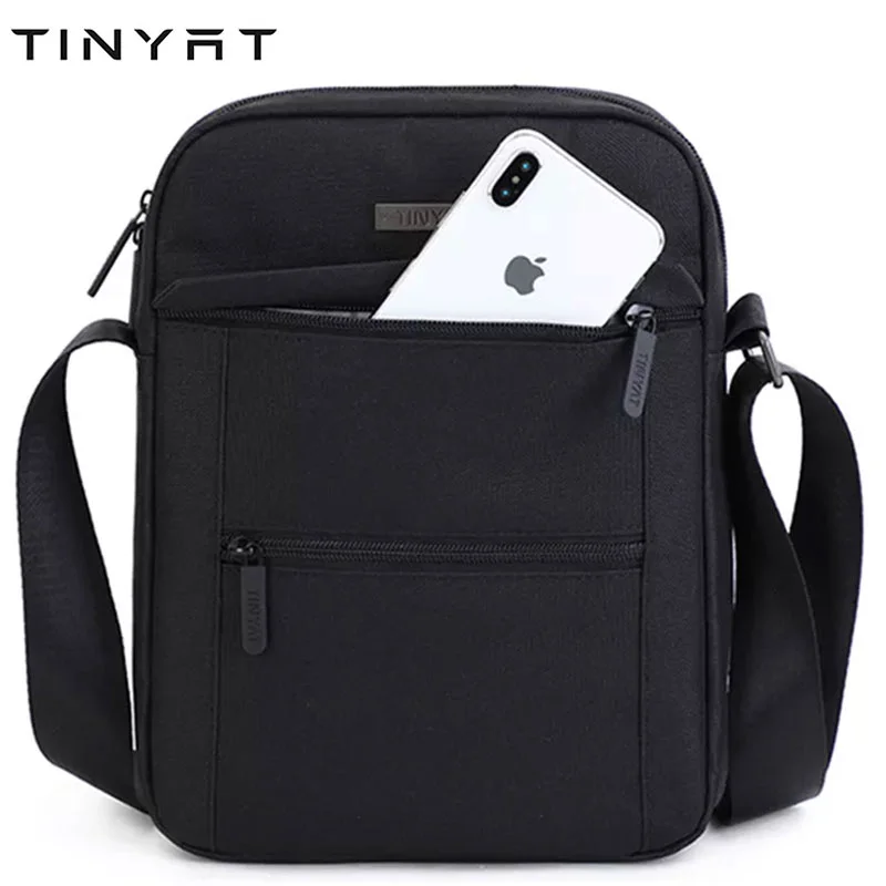 TINYAT Men's Shoulder Bag Nylon Men Business Shoulder bag 9.7