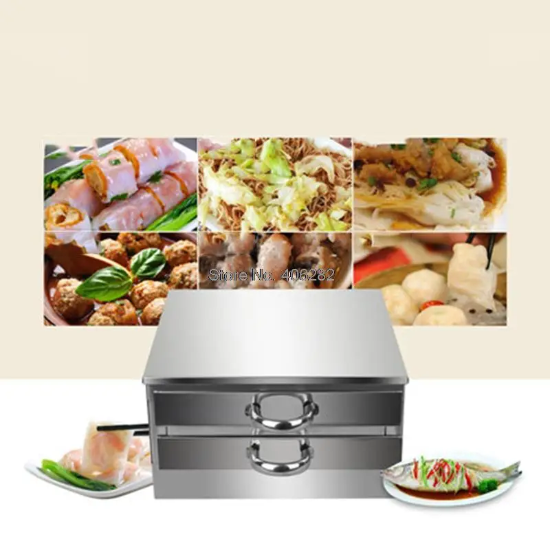 

Steamed Vermicelli Rice Roll Machine Kitchen Cooking Steamer Drawer Stainless Steel Tray Fast Making DIY Food Home Use 2 Layer