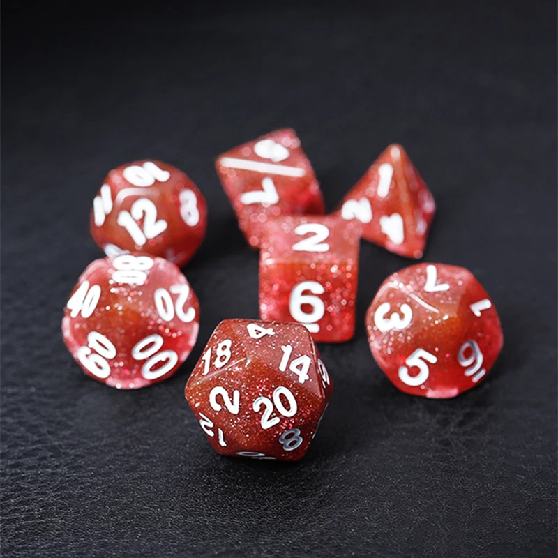 

7Pcs/Set Orange Red Starry Sky DND Dice D&D COC Dice D4 D6 D8 D10 D% D12 D20 Table Games MTG RPG Dice Set