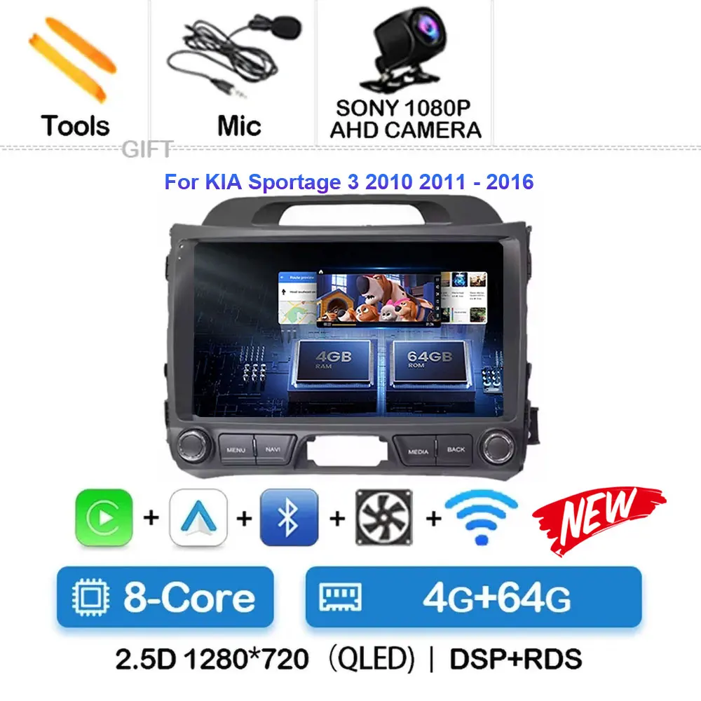 

Android 15 Автомобильный радиоприемник Мультимедийный видеоплеер для KIA Sportage 3 2010 2011-2016 Навигация GPS Беспроводной Carplay Авто Все в одном