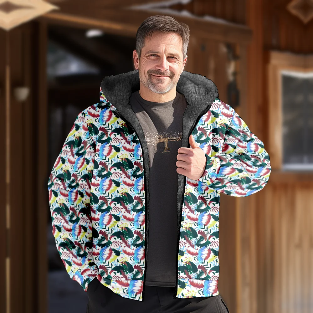 Men's Winter Jackets Coats vintage plant popular Pattern Cotton Clothes Overcoat Windproof Chic CASUAL