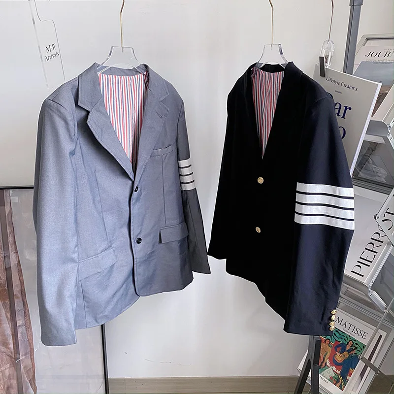 High Quality Korean Style TB Blazer Women's 2023 New Small Loose Suit Spring and Autumn Long Sleeve Casual Striped Top