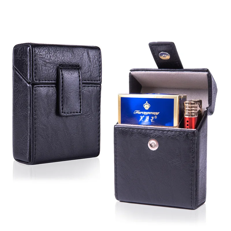

Men's Cigarette Case PU Leather Material Trendy Cigarette Lighter Storage Accessories