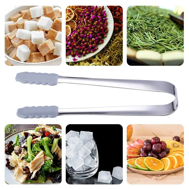 Щипцы для льда Нескользящие силиконовые зажимы бара десертов из нержавеющей
