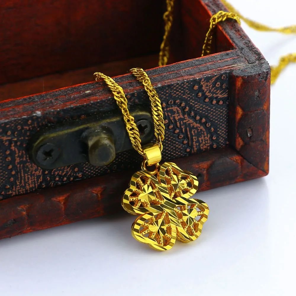 Новая мода полый кулон в виде клевера стерлинговое серебро 925 пробы золотого