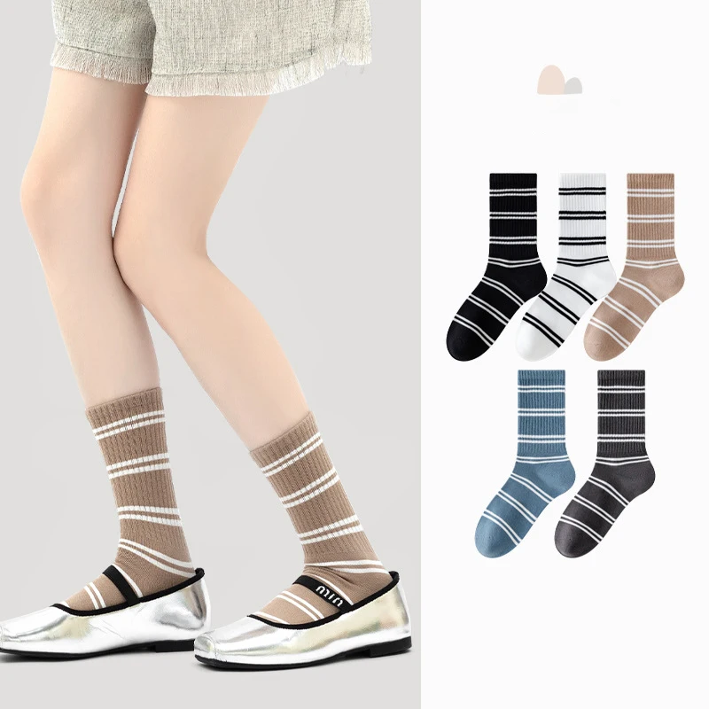 5 пар женские осенние чулки средней длины цветов