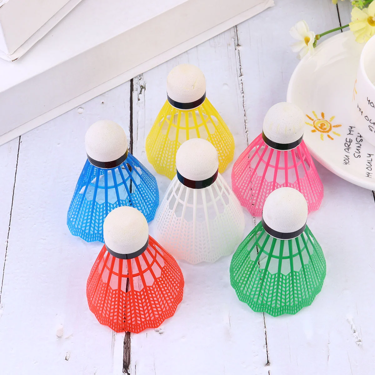 

Badminton Shuttlecocks Balloutdoor Shuttlecocksports Colorful Nylon Setbirdie Net Backyard Tennis Racket Kids