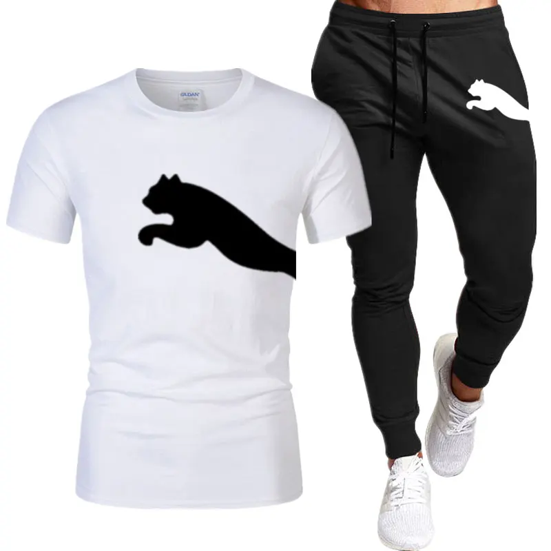 

2023 Summer Clothing Brand Men's Tracksuit T-shirt Trousers Sports 2 Piece Sets Jogging Short Sleeve Sweatpants Sportswear Suit