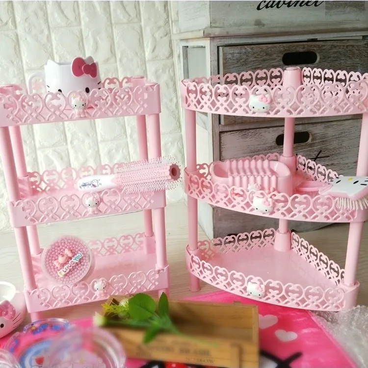 hello kitty multifunctional storage rack desktop organizer bathroom toilet cute cosmetics shelf kitchen supplies storage cabinet free global shipping