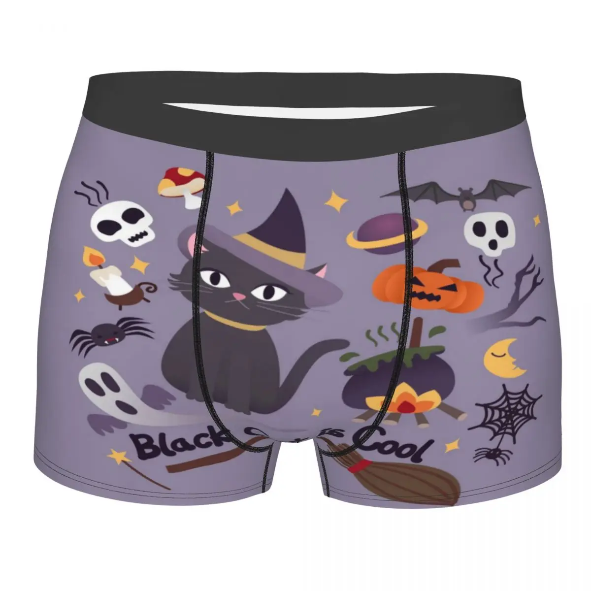 

Men's Panties Underpants Boxershorts Black Cat Illustration Underwear for Man Sexy Male Boxer Shorts