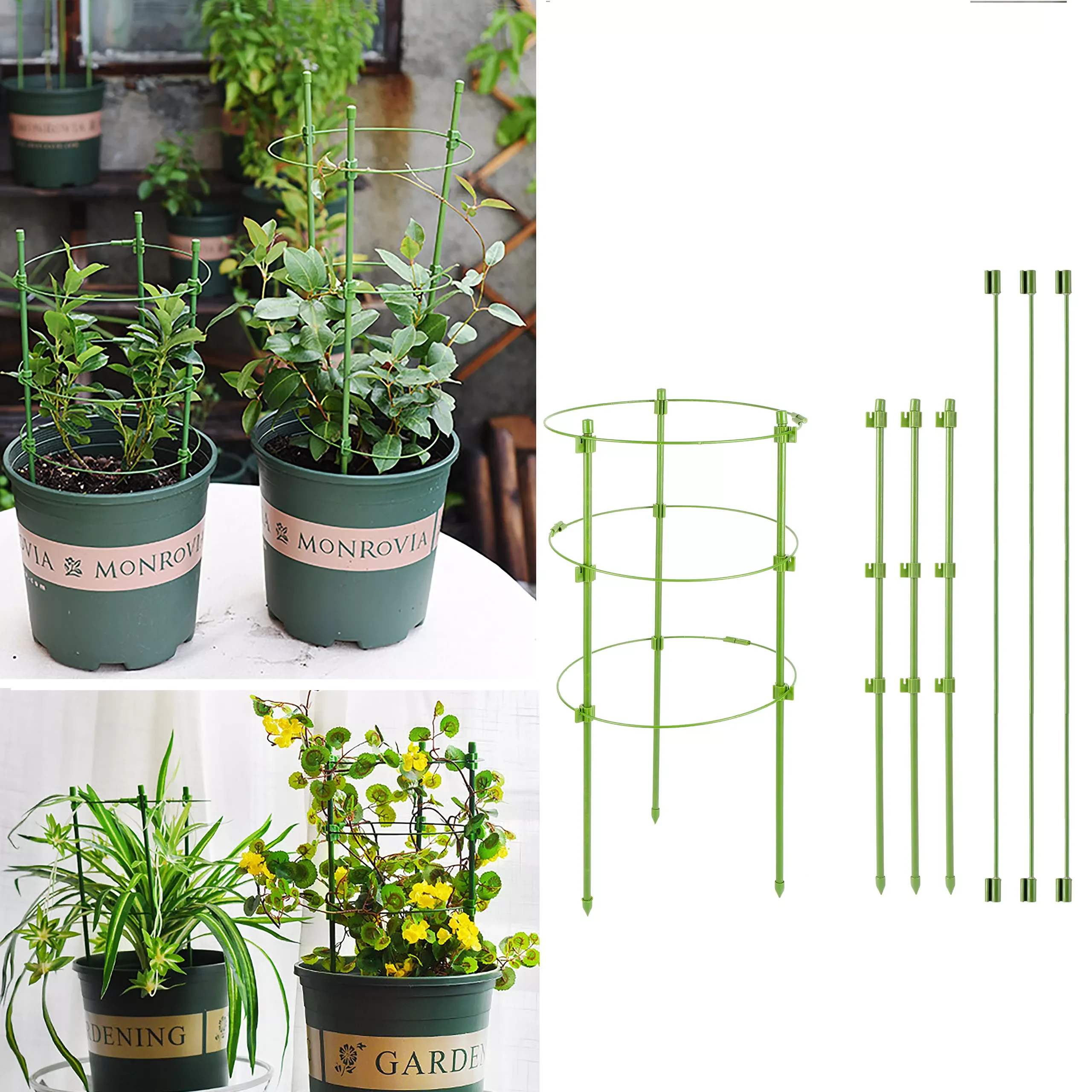 

Telescopic Vine Climbing Rack Potted Plant Support Frame Bonsai Flowers Vegetables Tomato Stand Rings Pillar Gardening Trellis