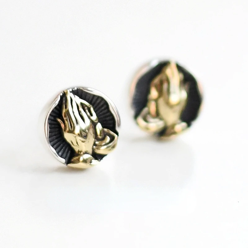 

Hand of Prayer Sterling Silver Earrings Female Hip-hop Earrings High Fashion Cool Handsome Earrings Male Earrings Stud Earrings