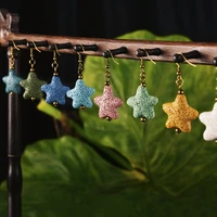 natural stone volcanic lava colorful delicate pentagram cute earring hypoallergenic needle jewelry accessories fashion creative