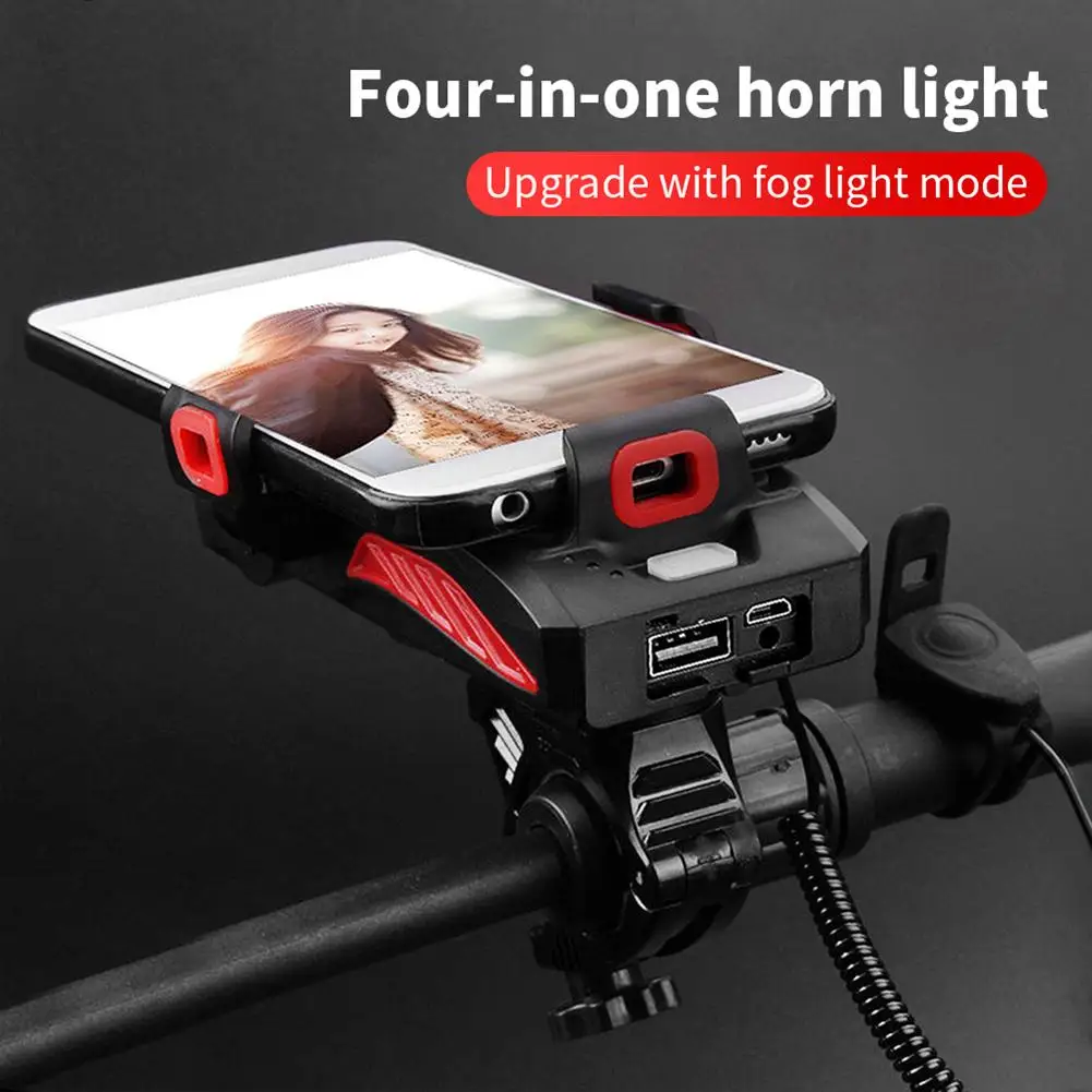 4 in 1 mobile phone holder headlight horn convenient portable bicycle usb charging light bicycle accessories free global shipping