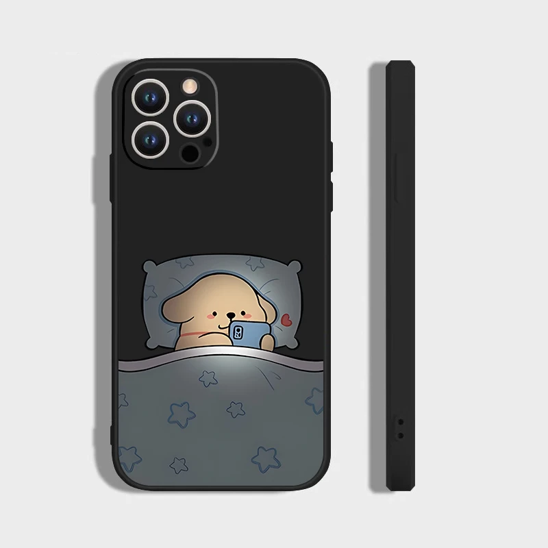 Спящая пара щенок для iPhone 16 Pro Max 15 14 13 12 Mini 11 XS XR 7 8 Plu SE 2022 Чехол телефона с мягким