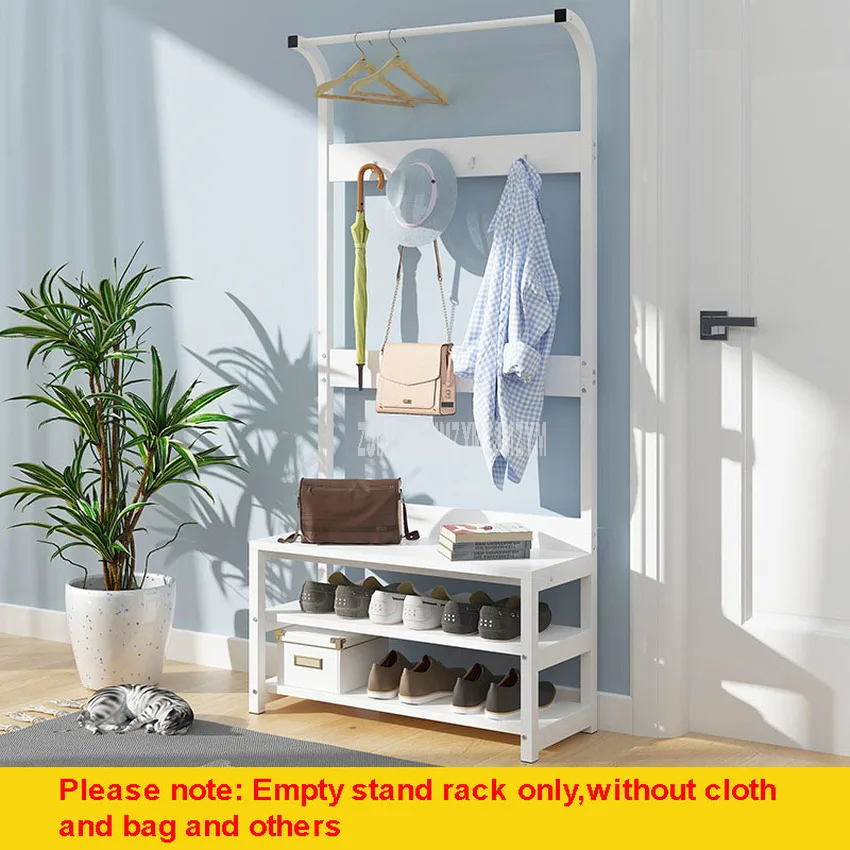 

Simple multi-hook clothes and shoe rack, 2-layer shoe storage hanger, floor-standing shelf