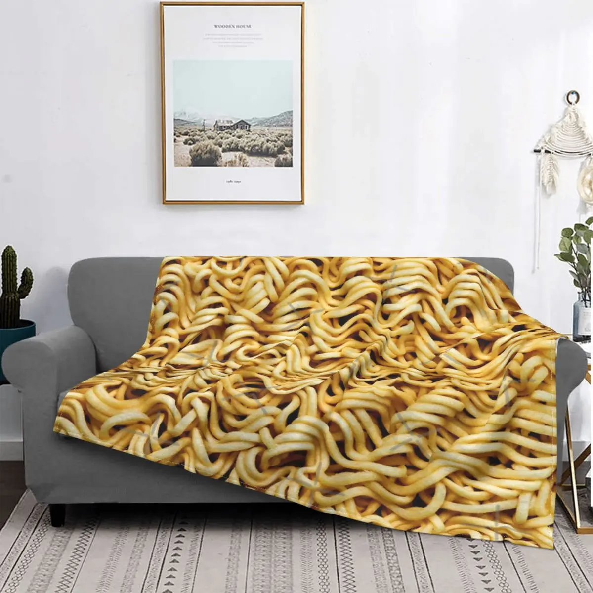 

Ramen Mania-Manta de fideos instantáneos, colcha para cama, sofá a cuadros, Picnic, manta térmica a cuadros, toalla de playa de