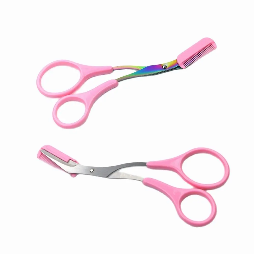 1PC Color Stainless Steel Beauty Belt Eyebrow Comb Scissors Color Titanium Eyebrow Trimmer Makeup Tool