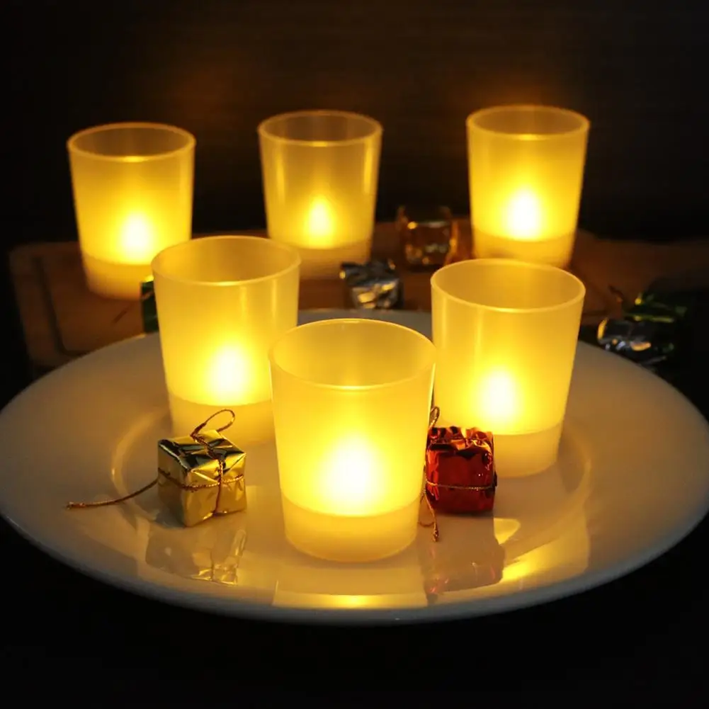 

6 шт. светодиодная Электронная свеча прозрачная матовая чашка набор встроенный аккумулятор Cr2450 для рождества свадьбы домашний декор Прямая поставка