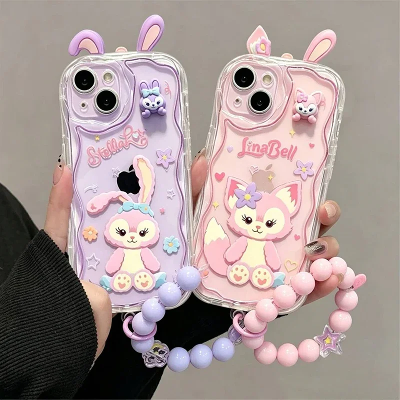Фото Очаровательный чехол LinaBell StellaLou с цепочкой для iPhone 17 Pro Max, 17 Air, 16, 15, 14, 13, 12, 11 Pro Max Plus, 12 mini, 3D-чехол с ушками Дисней №1
