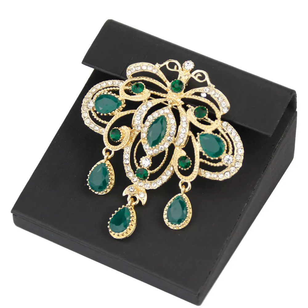 Sunspicems Броши С Марокканскими Кристаллами Для Женщин Позолоченные 18 К В Форме