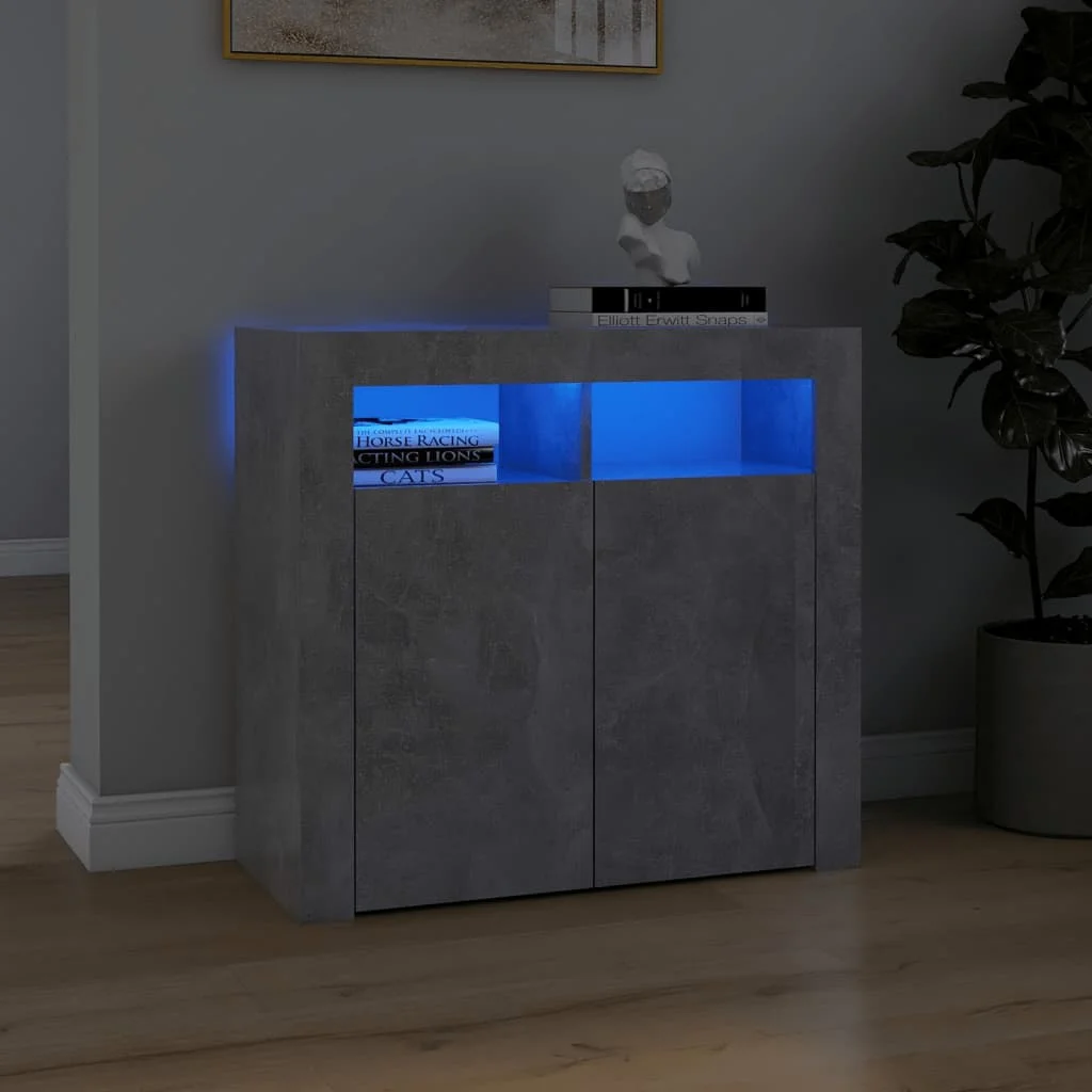 

Buffet with LED lights gray concrete 80x35x75 cm