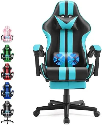

Серые игровые стулья POPTOP с подставкой для ног, игровой компьютерный стул для ПК, компьютерный стул, эргономичный офисный стул с регулируемо...