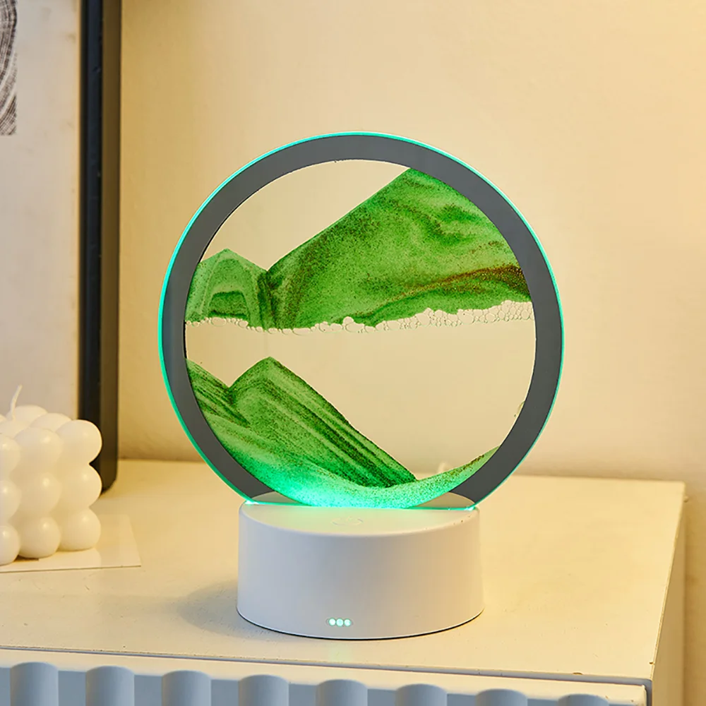 

Charge Bedside Night Light Glass 3d Quicksand Painting Decoration Table Lamp Bedroom Living Room Atmosphere Lamp Room Decor Gift