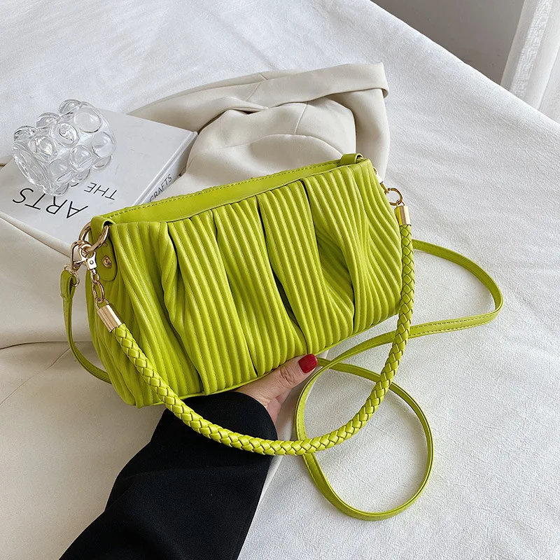 

Плиссированная женская сумка 2022, трендовая роскошная дизайнерская сумка из искусственной кожи для подмышек, модные сумки через плечо, женс...