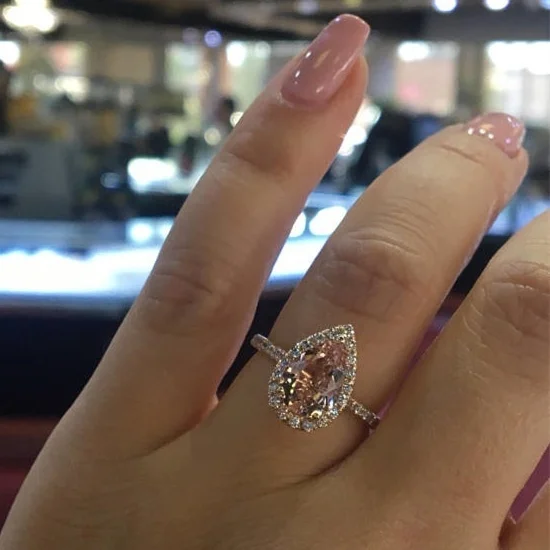 

Rose Gold Color Ring Pear Shape Antique Engagement Birthstone Rings for Women Promise Rings White Gold Color Jewelry Accessories