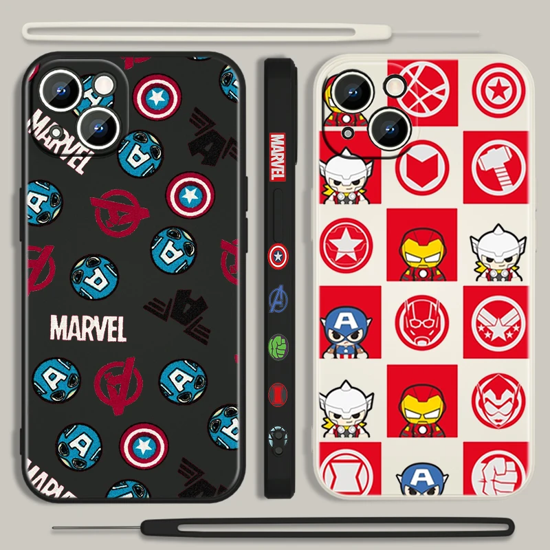 

Marvel Hero Black Panther Phone Case For Apple iPhone 14 13 12 Mini 11 Pro XS MAX XR X 8 7 6S SE Plus Liquid Left Rope Cover